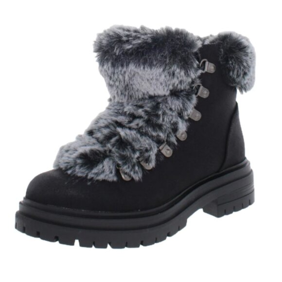 Madden Faux Suede Shearling Lined Lug Lace-Up Zip Ankle Boot, Warm Fuzzy Furry - Picture 10 of 12